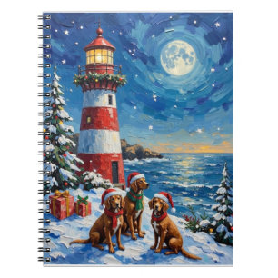 Vizsla Weihnachts Leuchtturm Urlaub Notizblock
