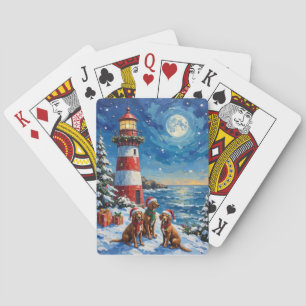 Vizsla Weihnachts Leuchtturm Urlaub Spielkarten