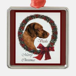 Vizsla Weihnachtsbaum-Verzierung Silbernes Ornament