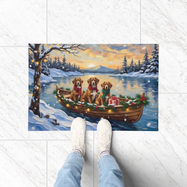 Vizsla Weihnachtsboot-Feiertag Fußmatte (Indoor)