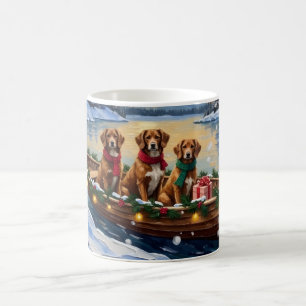 Vizsla Weihnachtsboot-Feiertag Kaffeetasse