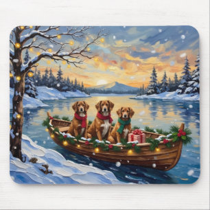 Vizsla-Weihnachtsboot-Feiertag Mousepad