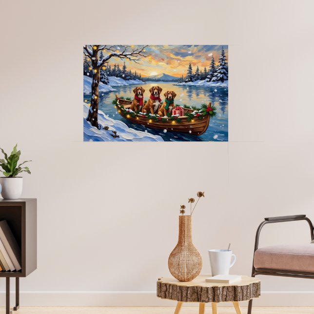 Vizsla Weihnachtsboot-Feiertag Poster (Wohnzimmer 3)