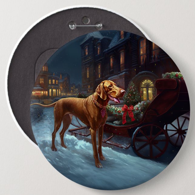 Vizsla Weihnachtsfeiertag Button (Vorne & Hinten)