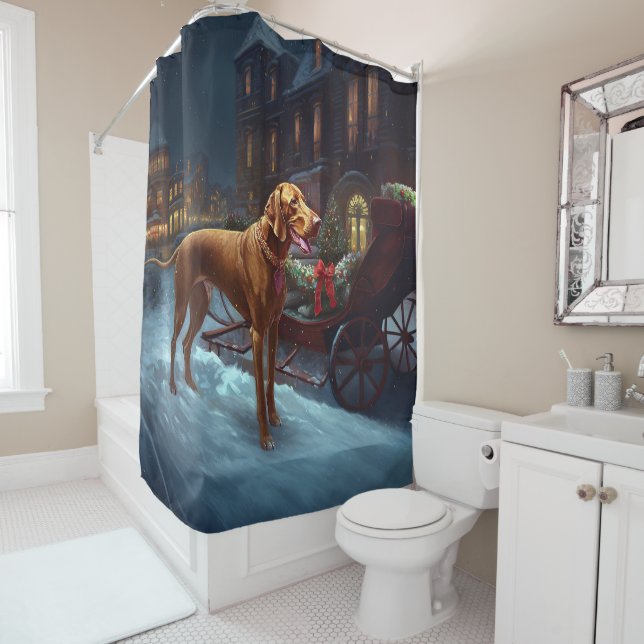 Vizsla Weihnachtsfeiertag Duschvorhang (Beispiel)