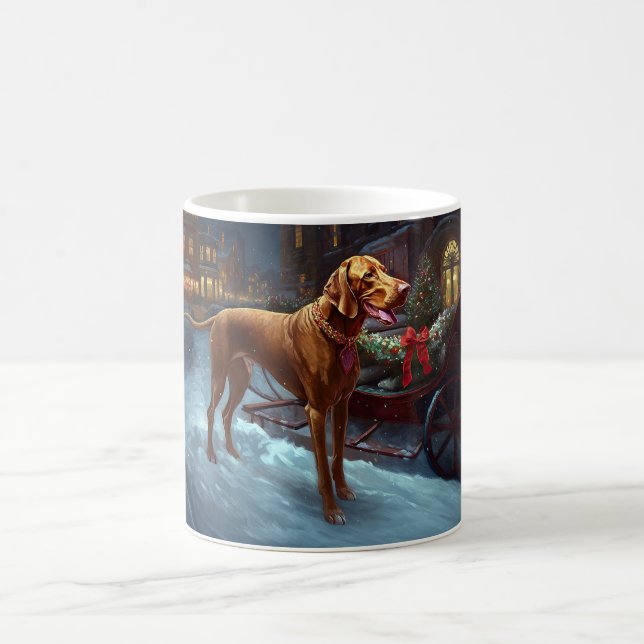 Vizsla Weihnachtsfeiertag Kaffeetasse (Mittel)