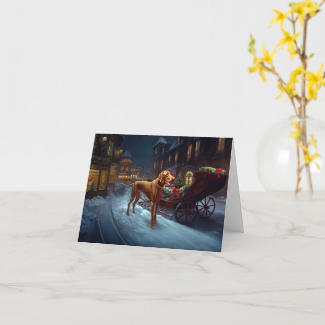 Vizsla Weihnachtsfeiertag Karte (Gelbe Blume)