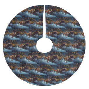 Vizsla Weihnachtsfeiertag Polyester Weihnachtsbaumdecke