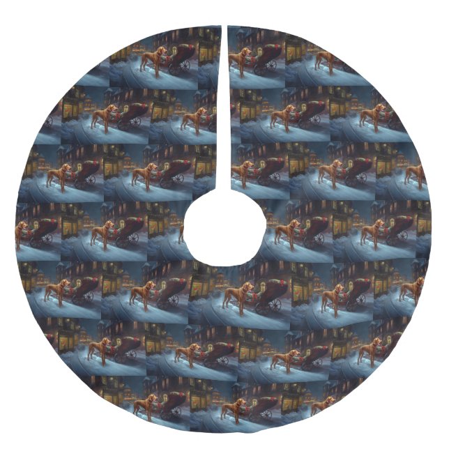 Vizsla Weihnachtsfeiertag Polyester Weihnachtsbaumdecke (Vorderseite)