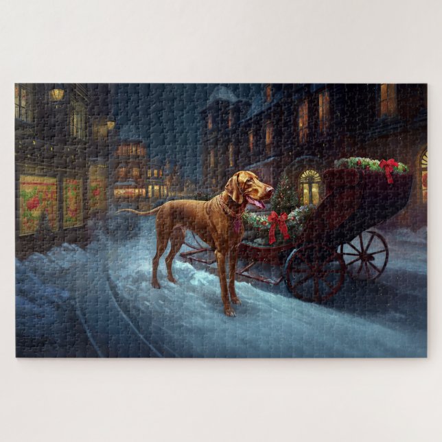 Vizsla Weihnachtsfeiertag Puzzle (Horizontal)