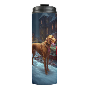 Vizsla Weihnachtsfeiertag Thermosbecher