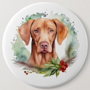 Vizsla-Weihnachtskranz Festiver Hund Button
