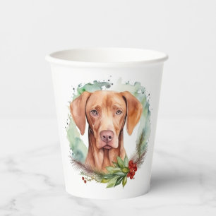 Vizsla-Weihnachtskranz Festlicher Hund Pappbecher