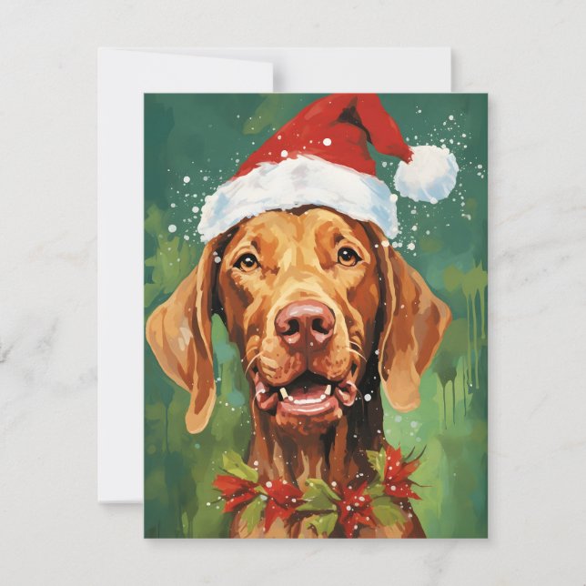Vizsla Weihnachtsmalerei Feiertagskarte (Vorderseite)