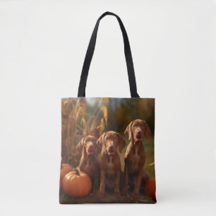 Vizsla-Welpe Herbstfreude Kürbis