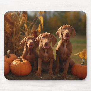 Vizsla-Welpe Herbstfreude Kürbis Mousepad