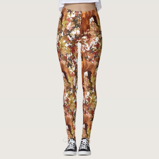 Vizslas und Herbstleaves Leggings (Vorderseite)