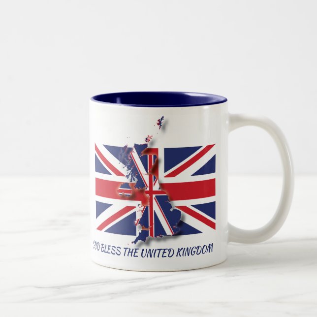 VK UNION JACK FLAG Scripting Custom Text Patriotic Zweifarbige Tasse (Rechts)