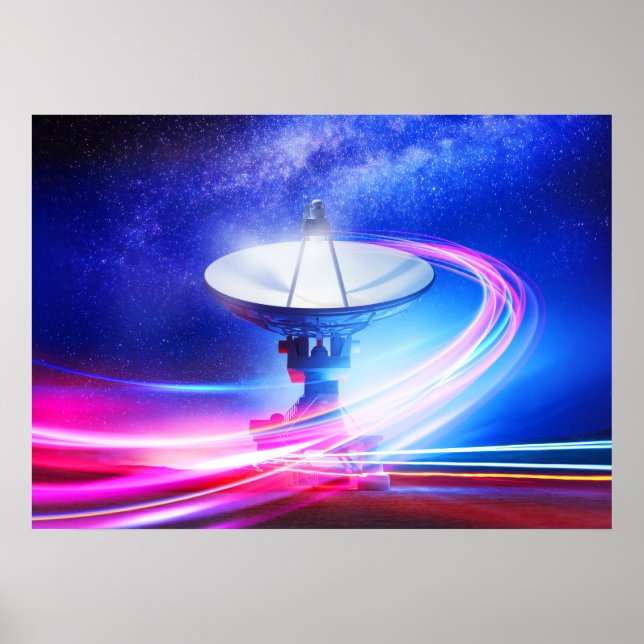 VLA Radio Telescope: Neonlicht Poster (Vorne)