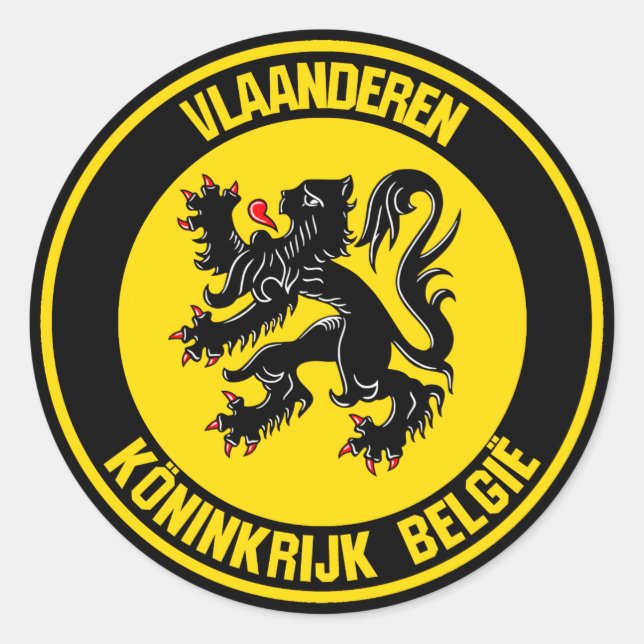 Vlaanderen Round Emblem Runder Aufkleber (Vorderseite)