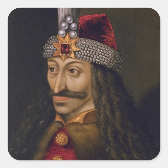 Vlad tepes Impaler Voivode Portrait Dracula Histor Quadratischer Aufkleber (Vorderseite)