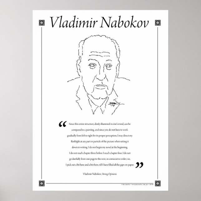 Vladimir Nabokov Writing Quote Poster (Vorne)