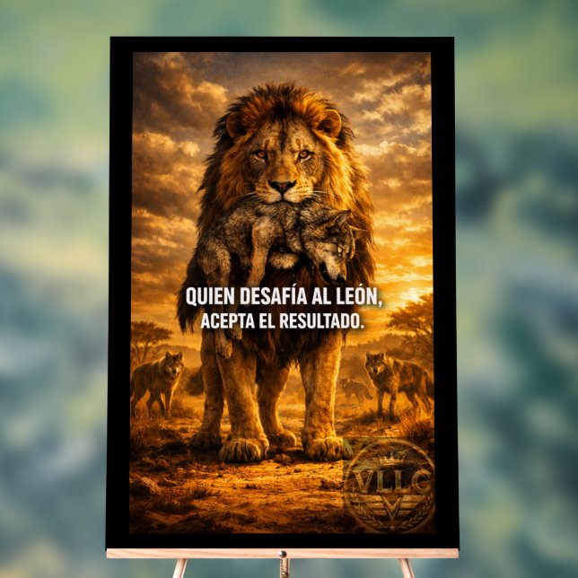 VLLC Lion Vs Wolf Motivational Quote Lion King Wal Acrylschild (Neutral)