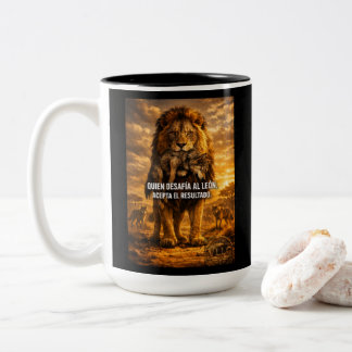 VLLC Lion Vs Wolf Motivational Quote Lion King Wal Zweifarbige Tasse