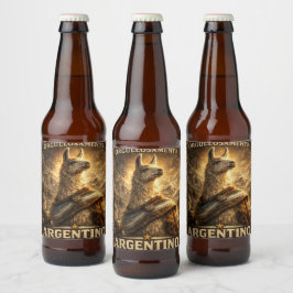 VLLC Orgullosamente Argentino Llama Mate Patriotic Bierflaschenetikett