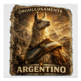 VLLC Orgullosamente Argentino Llama Mate Patriotic Poster
