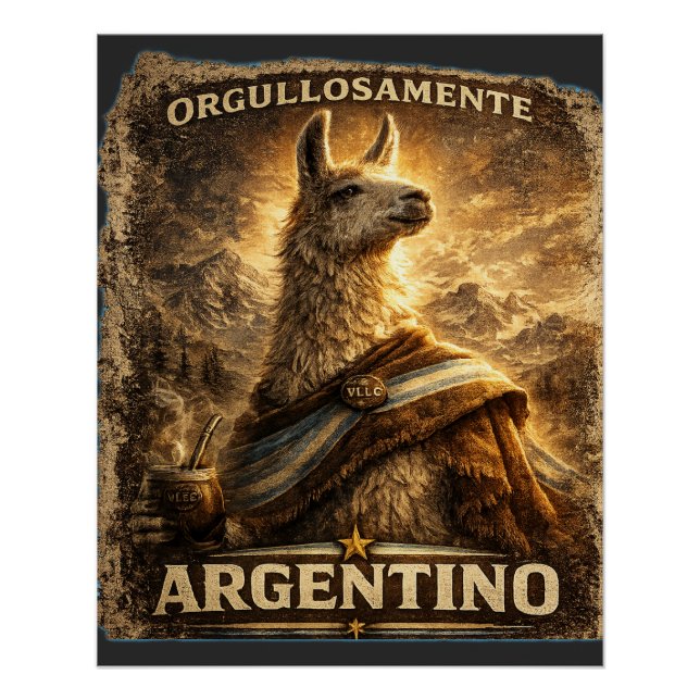 VLLC Orgullosamente Argentino Llama Mate Patriotic Poster (Vorderseite)