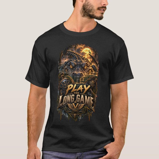 VLLC Play The Long Game Motivation Crocodile Graph T-Shirt (Vorderseite)