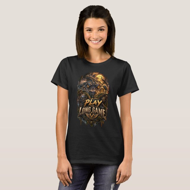 VLLC Play The Long Game Motivation Crocodile Graph T-Shirt (Vorne ganz)