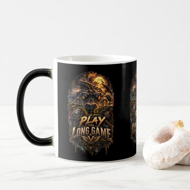 VLLC Play The Long Game Motivation Crocodile Graph Verwandlungstasse (Mit Donut)