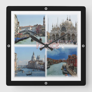 VNT023 VENICE-Mosaik, Venetien, Italien, Quadratische Wanduhr