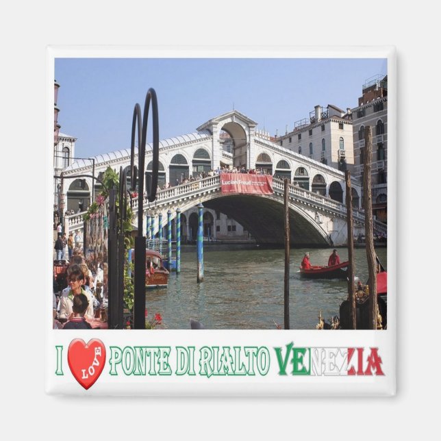 VNT048 VENICE, RIALTO BRIDGE I Liebe, Italien, Küh Magnet (Vorne)