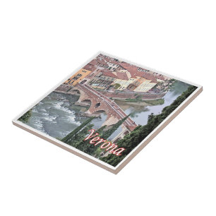 VNT085 VERONA, Roman Bridge, Verona, Italien, Fliese