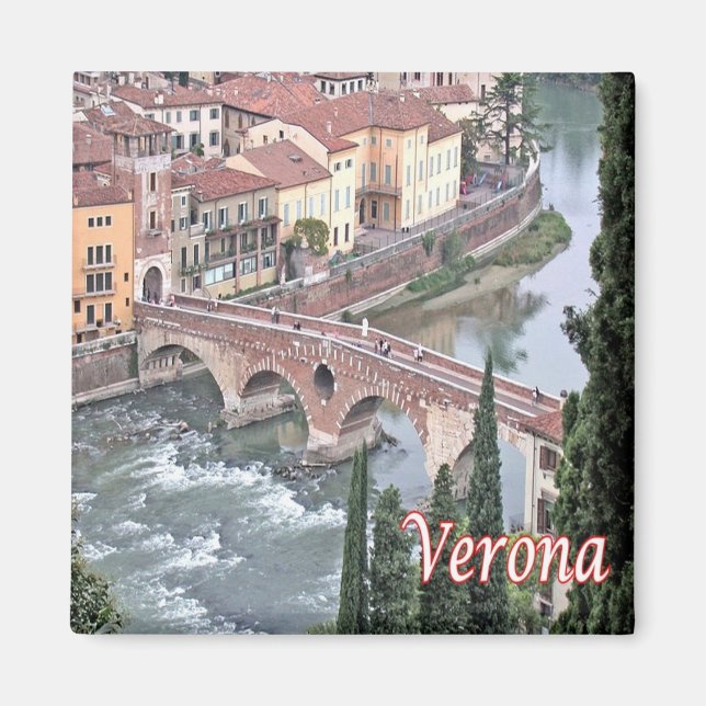 VNT085 VERONA, Roman Bridge, Verona, Italien, Kühl Magnet (Vorne)