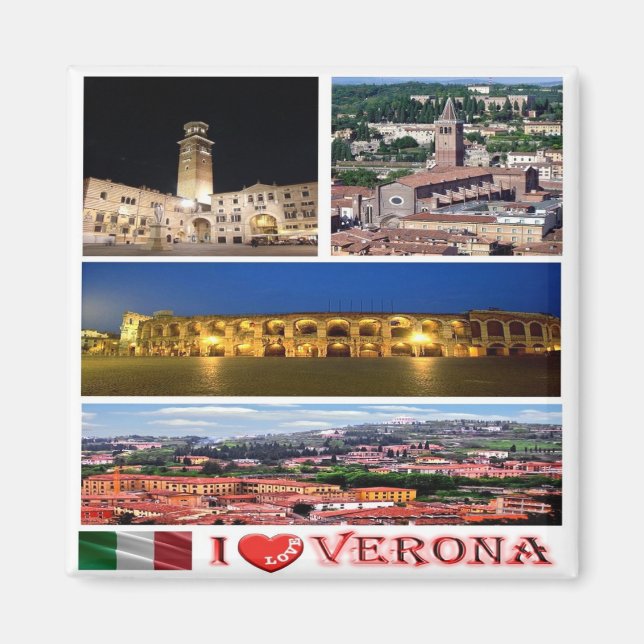 VNT090 VERONA I Liebe, Mosaik, Italien. Kühlschran Magnet (Vorne)