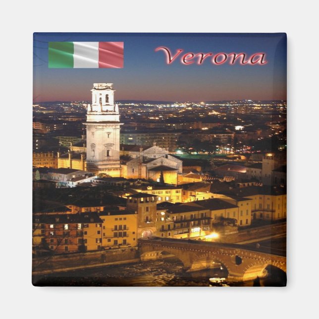 VNT092 VERONA, Cathedral & Stone Bridge, Fridge Magnet (Vorne)