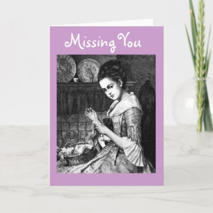 Vntage Image of Lady Sewing Greeting Card Karte
