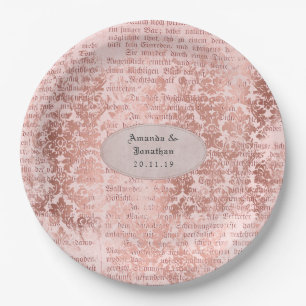Vntage Roségold Shabby-Chic Hochzeit Pappteller