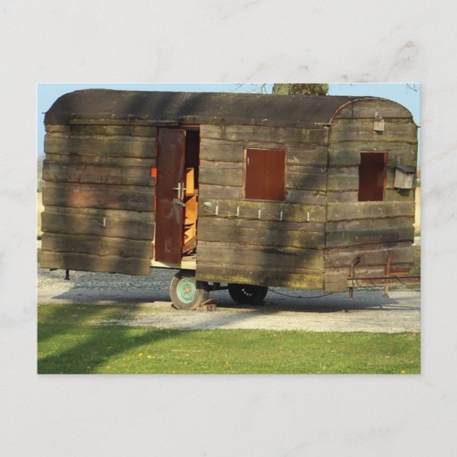 Vntage Wooden Campinganhänger Postkarten (Vorderseite)