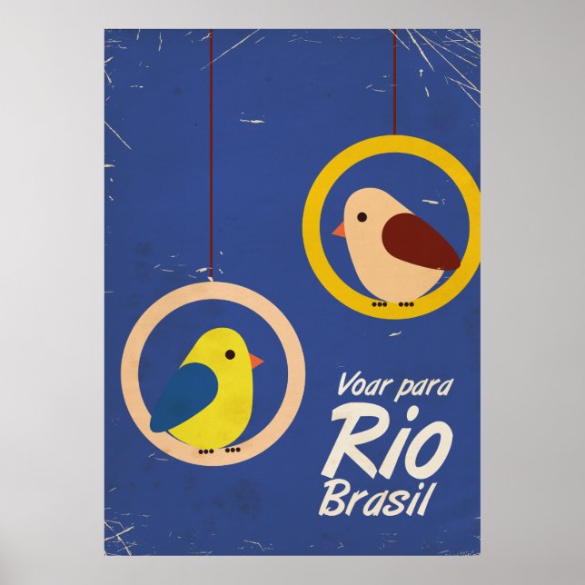 Voar para Rio, Brasilien Reiseplakat Blue Version Poster (Vorne)