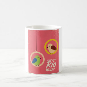 Voar para Rio, Brasilien Reiseplakat. Kaffeetasse