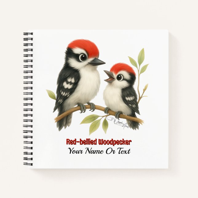 Vocal Red-Blies Woodpecker Notizbuch (Vorderseite)