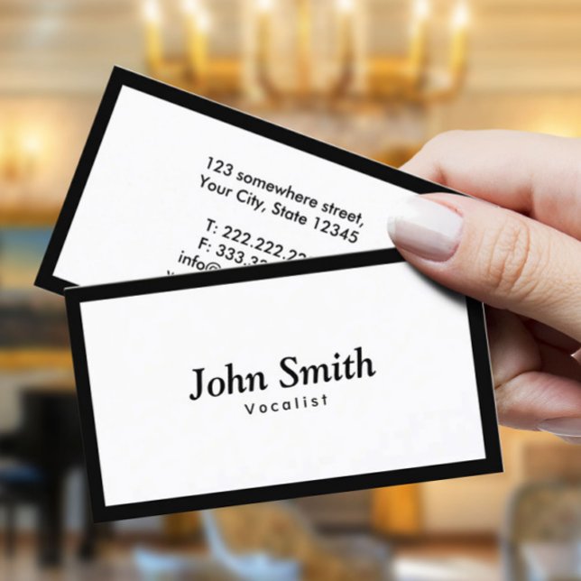 Vocalist Schlicht Black Border Visitenkarte (Von Creator hochgeladen)