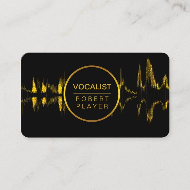 Vocalist Singer DJ Music Teacher Mikrofon Gold Visitenkarte (Vorderseite)