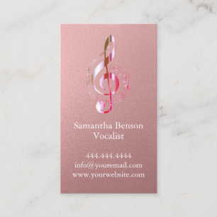 Vocalist Singer Musical Clef Logo Rose Gold Music Visitenkarte