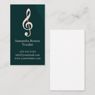 Vocalist Singer Musical Clef Logo Rose Gold Music Visitenkarte